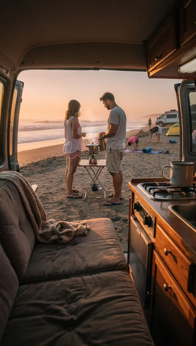 Механик проводит техническое обслуживание кемпервана в специализированном сервисном центре
